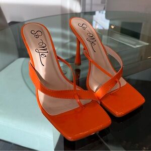 So Me Vibrant Orange Strappy Heels